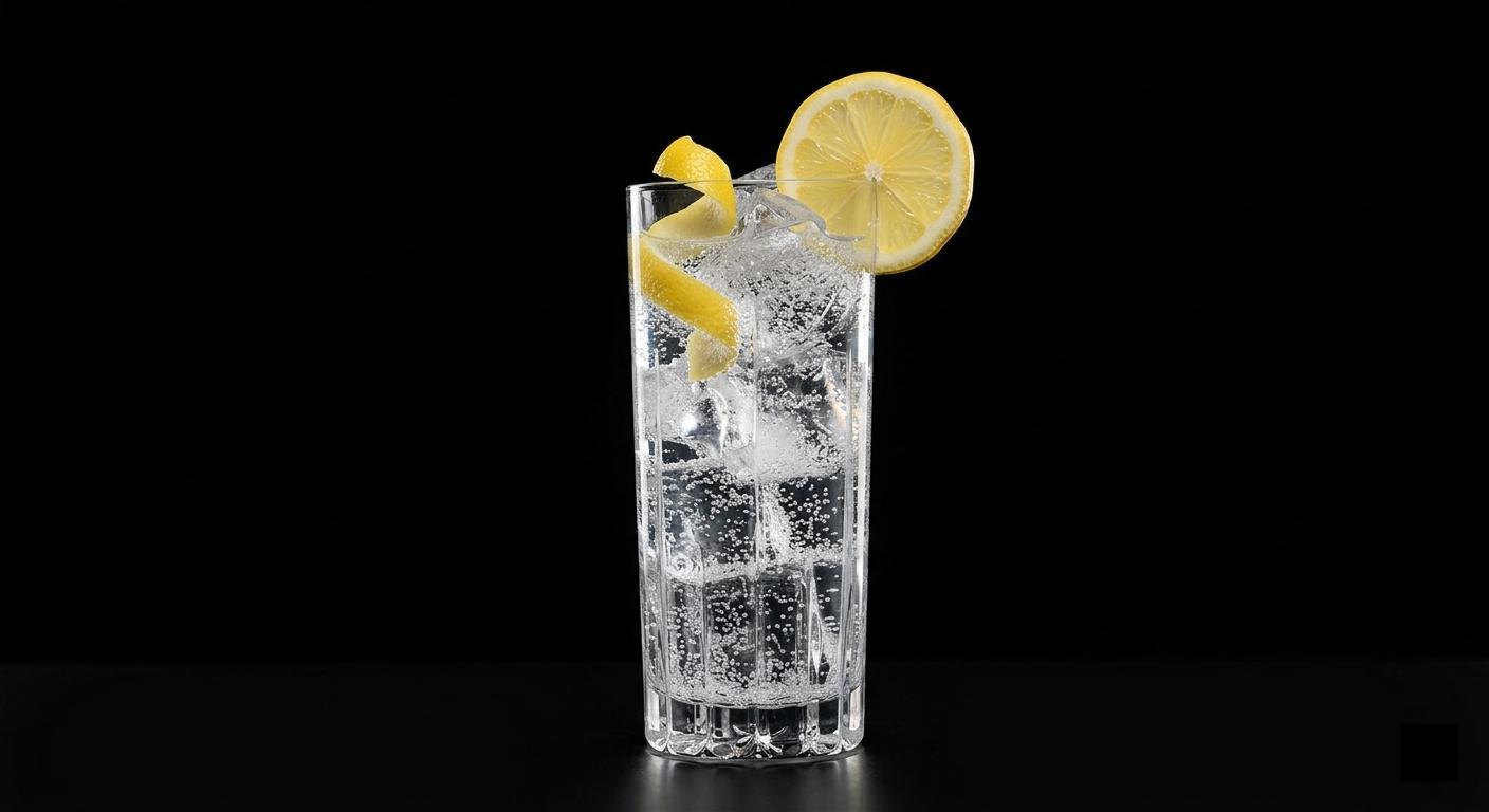 Zesty Blonde Gin in a tall glass with ice and lemon